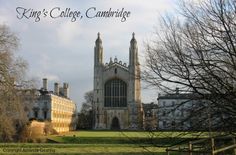 an old building with trees in front of it and the words king's college cambridge