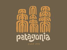 the logo for patagonia since it's written in white and yellow on a brown background