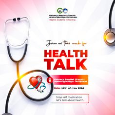 a health talk ad with a stethoscope on it's back side