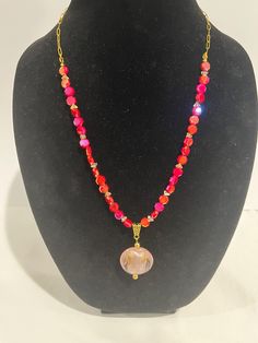 https://gypsystrand.etsy.com/listing/1754600996 Oval Glass Gemstone Beads Jewelry, Adjustable Pink Agate Necklace, Pink Beaded Chain Jewelry For Gift, Red Beaded Agate Jewelry, Pink Beaded Czech Glass Jewelry, Pink Glass Beaded Chain Jewelry, Pink Glass Necklace With Colorful Beads, Red Agate Beaded Necklaces, Pink Glass Beaded Necklaces For Gift