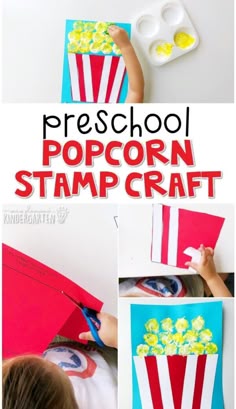 this is an easy popcorn stamp craft for kids to make