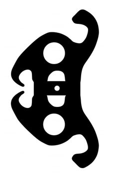 a black and white image of an object in the shape of a letter e on a white background