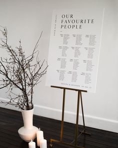 a table with candles and a sign on it