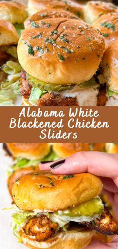 there are several sliders with chicken on them