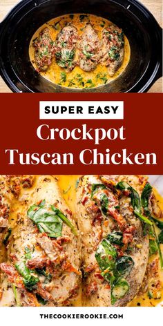 crockpot tuscann chicken with spinach and cheese