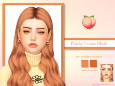 an animated image of a woman with long red hair and peachy creme blush