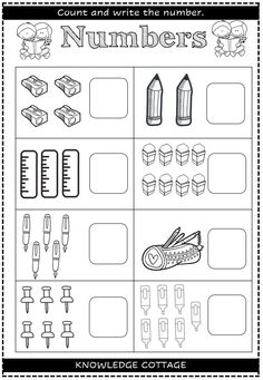 a worksheet with numbers and shapes to help students learn how to use them