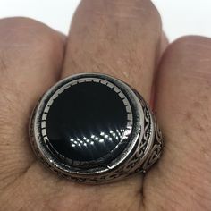 Vintage Onyx Stainless Steel Ring Detailed Solid Casting About An Inch Long We Have Sizes 8-13 Ships Free In The Us In A Nice Gift Box Stainless Steel Ring, Ring Color, Mens Accessories Jewelry, Accessories Vintage, Stainless Steel Rings, Steel Ring, Vintage Accessories, Black Silver, Onyx