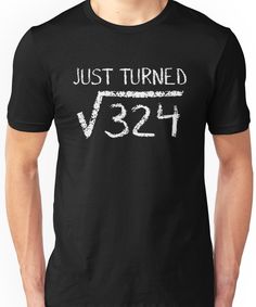 a man wearing a black t - shirt that says just turned v321