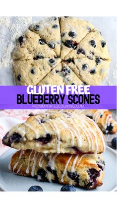 blueberry scones stacked on top of each other with the words gluten free