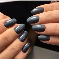 Black French Manicure Almond, French Manicure Almond, Types Of Nails Shapes, Black French Manicure, Grey Nail, Grey Nail Polish, Toe Nail Color, Nail Colors Winter