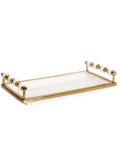 White and Gold Rectangular Ceramic Tray with Beaded Handles, Sold by KYA Home Decor. Gold Tray, White Tray, Serving Tray Decor, Shampoo Bottles, Preppy Room, Ceramic Tray, Small Tray, Cute Room Decor, Gift Finder