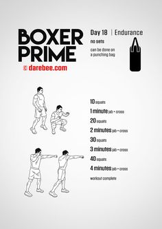 the diagram shows how to do boxer primes and instructions for each type of exercise