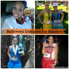 halloween costumes for runners are featured in this collage