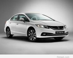 a white honda civic is shown in this advertisement