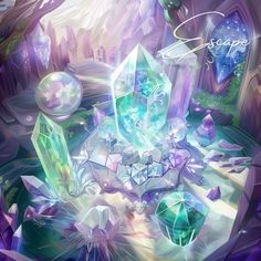 an artistic digital painting of crystals and rocks