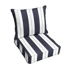 a black and white striped chair cushion