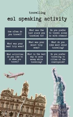 an image of the statue of liberty with words describing it's travel and its surroundings