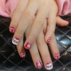 FREE SHIPPING ON ORDERS $9.95+ Buy 3 Get 1 More Free CODE: 4YOU Buy 5 Get 5 More Free CODE: 5FREE Stick On Nails For Kids, Healthy Abs, Festive Manicure, Short Fake Nails, Christmas Nails Easy, Hello Kitty Nails, Snowflake Nails, Cute Santa, Nails For Kids