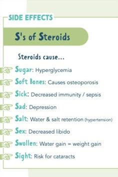 the side effects of steroids info sheet with instructions on how to use them