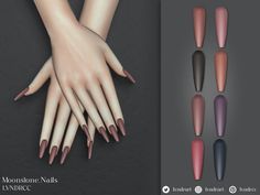 the manies are different colors and shapes for each individual to use on their nails