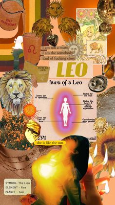 a collage of images with various items in them and the words leo on it