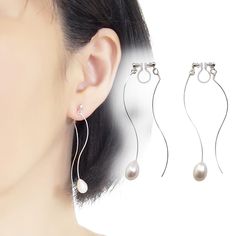 Double sided silver clip on earrings, white freshwater pearl invisible clip on earrings, clip on earrings dangle, pearl clip on earrings ✨More freshwater pearl invisible clip on earrings: https://www.etsy.com/jp/shop/MiyabiGrace?show_panel=true&search_query=freshwater+pearl 🌟MiyabiGrace shop home. More invisible clip on earrings: click here https://www.etsy.com/shop/MiyabiGrace 💕💕 Why do you need invisible clip on earrings for your events? 💕💕 1)Comfortable to wear  ➡ You will forget that yo Silver Pearl Clip-on Jewelry, White Dangle Clip-on Pearl Earrings, White Dangle Pearl Clip-on Earrings, Elegant Adjustable Dangle Clip-on Earrings, White Pearl Dangle Clip-on Earrings, White Hypoallergenic Dangle Clip-on Earrings, Sterling Silver Clip-on Pearl Drop Earrings, Sterling Silver Clip-on Drop Pearl Earrings, Pearl White Clip-on Jewelry