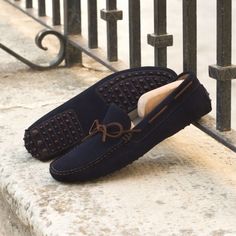 Custom Driver in Navy Blue and Dark Brown Suede Mens Driving Loafers, Mens Suede Loafers, Bespoke Shoes, Driving Moccasins, Driving Loafers, Free Shoes, Shoe Tree, Unique Shoes, Driving Shoes