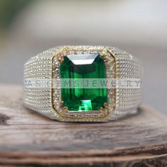 NATURAL EMERALD GEM WEDDING BAND RING PERFECT GIFT Item Description:- MATERIAL-Silver METAL PURITY- 925 Sterling Silver GEMSTONE- Emerald GEMSTONE COLOR- Green GEMSTONE SHAPE- Octagon Cut GENDER- Female, Male BIRTHSTONE- May JEWELRY TYPE- Ring HEALING PROPERTIES OF GEMSTONE- Emerald brings loyalty and provides for domestic bliss. It enhances unconditional love, unity and promotes friendship. Keeps partnerships in balance and can signal unfaithfulness if it changes color. Emerald stimulates the h Green Emerald Signet Ring For Wedding, Green Signet Ring For Wedding, May Birthstone, White Gold Wedding Signet Ring With Gemstone, Wedding White Gold Signet Ring With Gemstone, Fine Jewelry Signet Ring For Wedding, May Birthstone, Wedding Emerald Signet Ring Hallmarked, Fine Jewelry Wedding Signet Ring With May Birthstone, Green Diamond Signet Ring For Anniversary, Wedding Emerald Gemstone Signet Ring