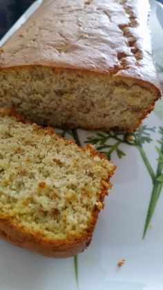 two slices of banana bread on a plate