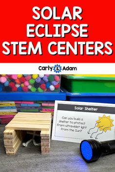 Interactive classroom STEM centers with students engaged in various hands-on solar eclipse activities, including a flip-book, cyanotype art, virtual reality with Merge Cubes, colorful play dough models of the Sun, Moon, and Earth, a student-made solar eclipse slider, a creatively built solar shelter, and kids safely observing a pinhole projector image of a solar eclipse. Solar Eclipse Middle School, Solar Eclipse School Activities, Solar Eclipse Classroom Activities, Eclipse Lessons Middle School, Eclipse Classroom Activities, Eclipse Experiments For Kids, Eclipse Day Activities, Eclipse Lessons Elementary, Solar Eclipse Classroom