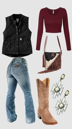 Women’s Western Winter Outfits, Winter Country Girl Outfits, Where To Get Country Clothes, Where To Get Cute Western Jeans, Western Outfits Women Summer, Country Outfits Women, Cute Cowgirl Outfits, Casual Country Outfits