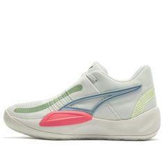 PUMA Rise Nitro 'Glacier Grey Sunset Pink' 377012-02 (SNKR/Unisex/Mid Top/Non-Slip/Basketball/Wear-resistant) Grey Sunset, Ball Shoes, Sunset Pink, Volley Ball, Mid Top, Stylish Sneakers, Perfect Pair, Basketball