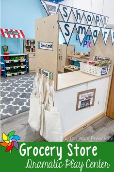 grocery store dramatic play center for kids