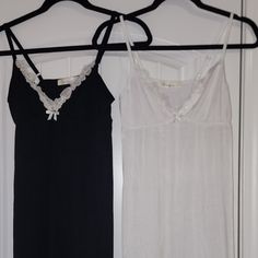 New With Stretch, Adjustable Straps, Size Medium, About 13.5" Across From Armpit. White Camisole For Sleepover, White V-neck Tops For Sleepover, White Cami Sleepwear With Lace Trim, White Lace Trim Cami Sleepwear, White Camisole Nightgown For Loungewear, White Cami Sleepwear With Built-in Bra, White Lace Trim Camisole For Loungewear, White Tops With Lace Trim For Loungewear, White Lace Trim Top For Loungewear