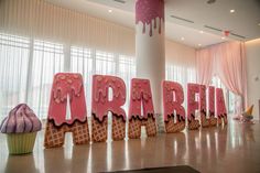 the letters are made out of waffles and frosting