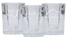 PRICES MAY VARY. Square shot glass holds 2 oz PERSONALIZED - Add you and your partner's name and choose between different trendy designs Text is laser etched into the glass, ensuring design never fades! BUY IN BULK - Perfect for Wedding Favors! Choose pack of 2, 5, 10, 25, 50 or 100 Makes a perfect wedding gift or anniversary gift for that special someone! This elegant 2 oz shot glass glass with a beautiful laser engraved design is a great way to show off your love! Makes a perfect wedding gift, Personalized Wedding Gift, Engraved Wedding, Engraved Design, Perfect Wedding Gift, Wedding Favors For Guests, Wedding Shots, Trendy Designs, Anniversary Wedding, Personalized Wedding Gifts