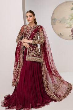 Luxury Rose Red Embroidered Kameez Lehenga Pakistani Wedding Dress Pakistani Frocks, New Bridal Dresses, Kameez Lehenga, Lehenga Pakistani, Wedding Dresses Pakistani, Pakistan Dress, Lehenga Dupatta, Flattering Outfits, Pakistani Wedding Dress