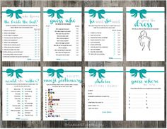 six printable wedding games with bows on them