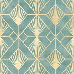 an art deco wallpaper with gold and blue