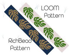 a cross stitch bookmark with palm leaves on it and the words loom pattern below