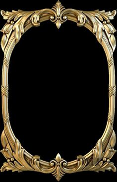 an ornate gold frame on a black background