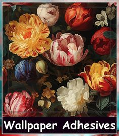 VEELIKE Antique Tulips Floral Wallpaper Vintage Dark Floral Peel and Stick Wallpaper for Bedroom Bathroom 17.7''x118'' Removable Floral Mural Wallpaper Adhesive Contact Paper for Walls Cabinets Drawer