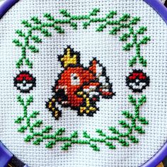 a cross stitched picture of a cartoon character