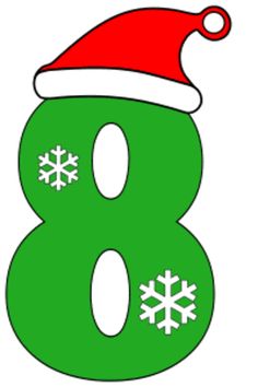 the number eight with a santa hat on it