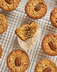 several muffins cooling on a wire rack