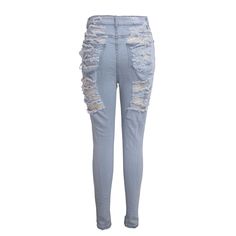 FREE SHIPPING Sexy Ripped Jeans For Women Fashion Casual Club Hole Denim Pants JKP3660 Ripped Jeans For Women, Womens Ripped Jeans, Ripped Pants, Women Fashion Casual, Jeans Models, Stretch Denim Fabric, Denim Pants Women, Fun Pants, Destroyed Denim