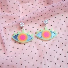 Colorful Neon Evil Eye Stud Earrings Acrylic Earrings | Etsy Cheap Quirky Multicolor Earrings, Cheap Multicolor Novelty Earrings, Kidcore Stud Earrings, Cheap Vibrant Earrings For Gifts, Cheap Colorful Earrings For Gifts, Emo Earrings, Silver Chain Earrings, Catty Noir, Spider Earrings