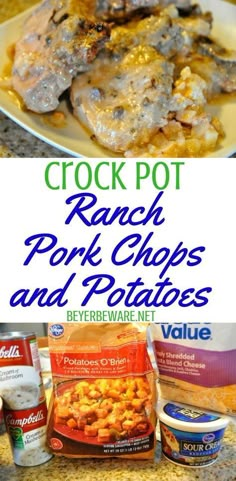 the crock pot ranch pork chops and potatoes are ready to be cooked in the oven