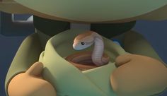 an animated snake is sitting in the middle of a chair